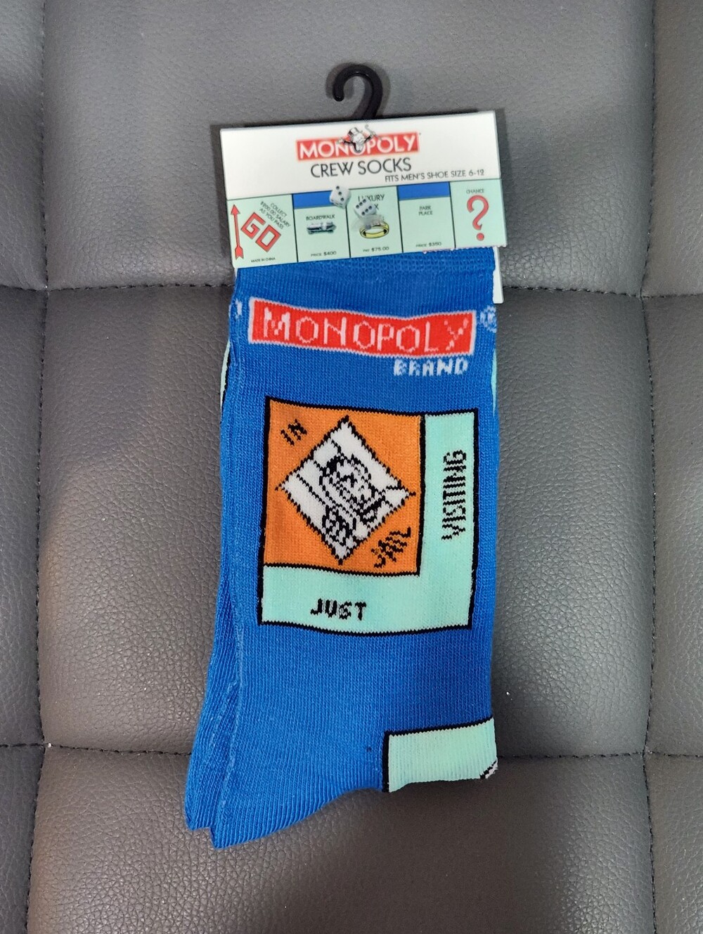 Happy Socks Blue Monopoly-Themed Crew Socks with Orange & Mint Accents